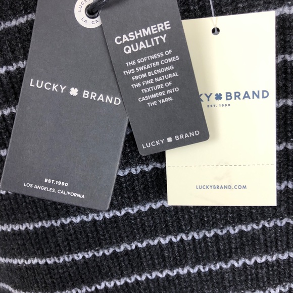 •LUCKY BRAND• Gray Striped Cold Shoulder Sweater - Picture 7 of 8